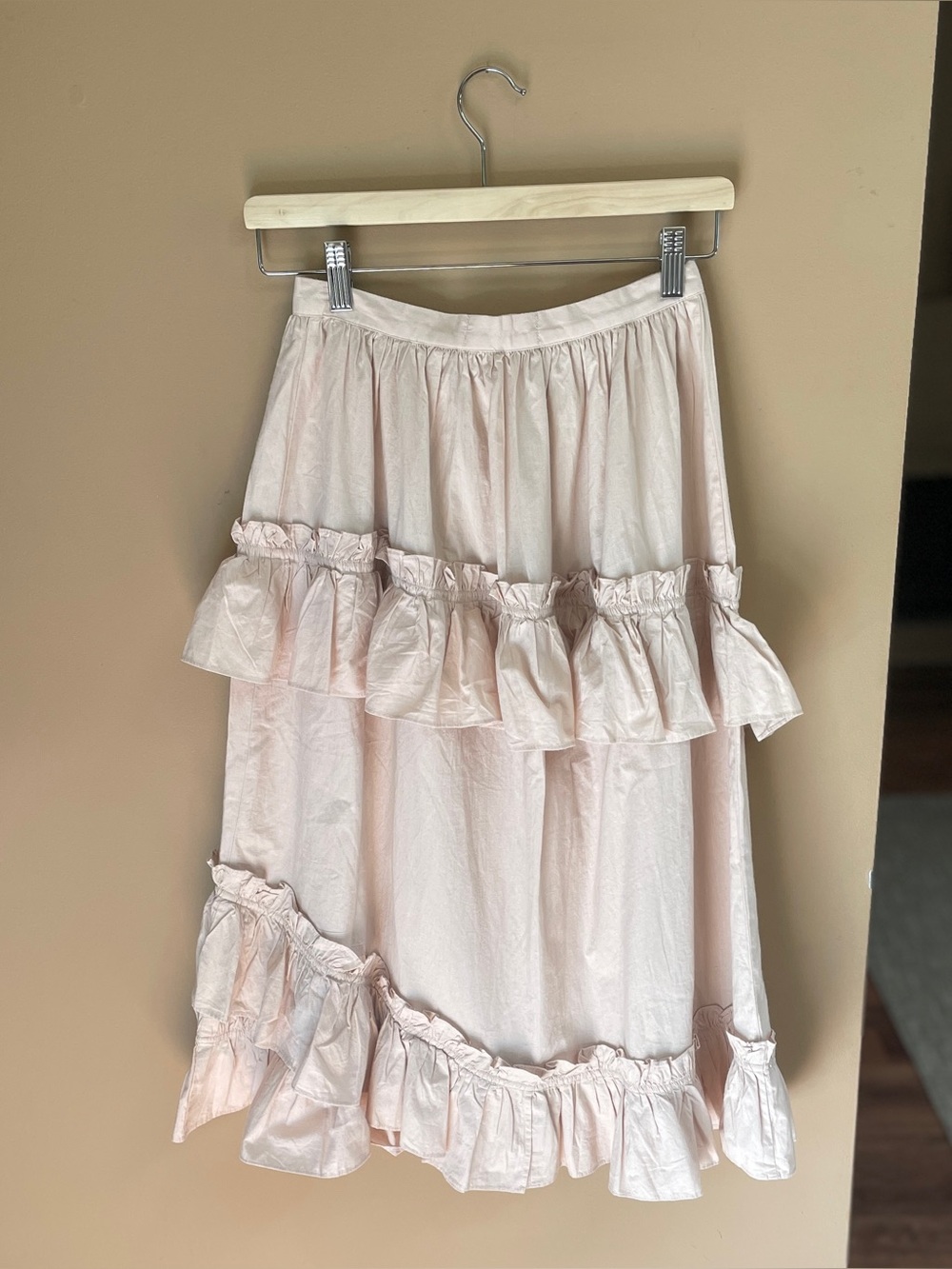Urban Outfitters Womens Tiered Ruffle Asymmetric Midi Skirt XS NEW NWT Buttons - Picture 3 of 8